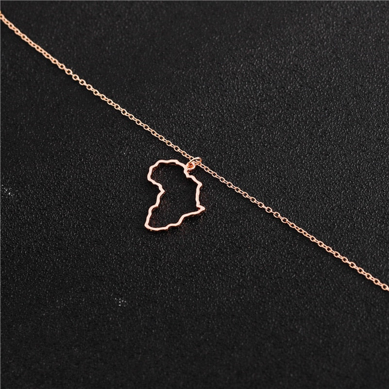 3 Colors Africa Map Pendant Necklace for Women Men Ethiopian Jewelry African Map Hiphop Choker Bijoux Collars Necklace