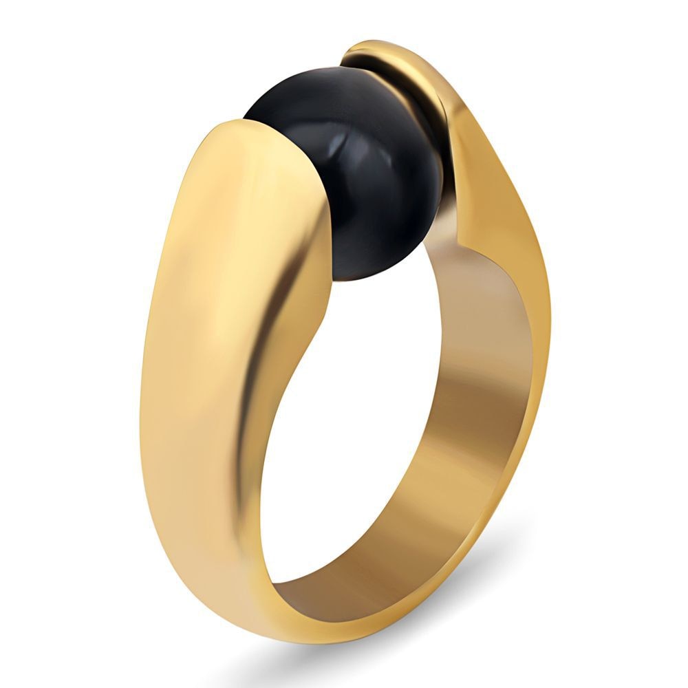 3 Colors Titanium Stainless Steel Ring Big White Round Natural Stone Opals Fashion Rings Jewelry Gold Silver Color