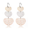 3 Hollow Lovey Cute Long Heart Pendant Drop Earring Silvery Gold Mix Color Earrings For Women Girl 2022 Jewelry