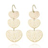3 Hollow Lovey Cute Long Heart Pendant Drop Earring Silvery Gold Mix Color Earrings For Women Girl 2022 Jewelry