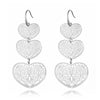 3 Hollow Lovey Cute Long Heart Pendant Drop Earring Silvery Gold Mix Color Earrings For Women Girl 2022 Jewelry