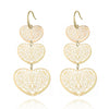 3 Hollow Lovey Cute Long Heart Pendant Drop Earring Silvery Gold Mix Color Earrings For Women Girl 2022 Jewelry
