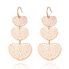 3 Hollow Lovey Cute Long Heart Pendant Drop Earring Silvery Gold Mix Color Earrings For Women Girl 2022 Jewelry