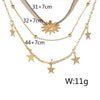 3 Layers trendy Necklace Set cute sun star pendant gold color round bead Chain Necklaces choker gifts for women