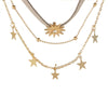 3 Layers trendy Necklace Set cute sun star pendant gold color round bead Chain Necklaces choker gifts for women
