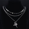 3 PCS Stainless Steel Shell Bead Bohemia Layer Necklace for Women Silver Color Elf Necklace Jewelry bijoux femme NXS04