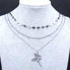 3 PCS Stainless Steel Shell Bead Bohemia Layer Necklace for Women Silver Color Elf Necklace Jewelry bijoux femme NXS04