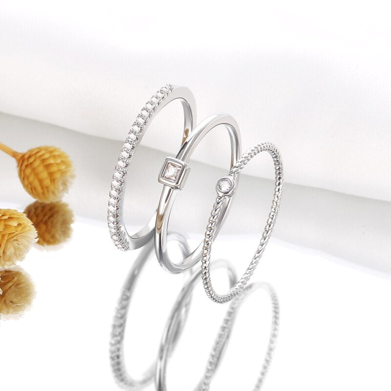 3 Pcs/Set Bohemian Rings Set for Women Creative Silver Color Wedding Ring 2022 Trend Jewelry Gift