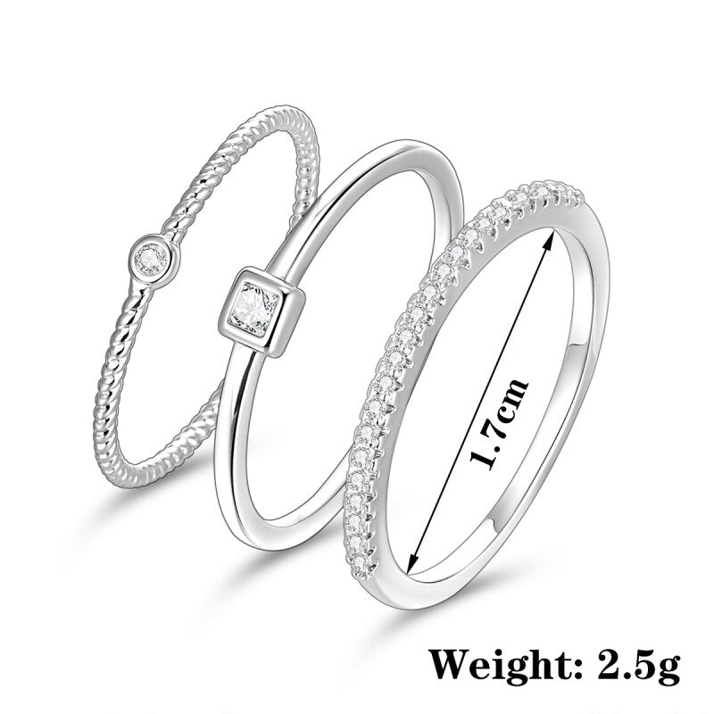 3 Pcs/Set Bohemian Rings Set for Women Creative Silver Color Wedding Ring 2022 Trend Jewelry Gift