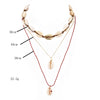 3 Pcs/Set Female Necklaces Folk Custom Shell Red Cord Clavicle Chain Pendant Multilayer Gold Long Necklace Set Beach Jewelry