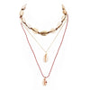 3 Pcs/Set Female Necklaces Folk Custom Shell Red Cord Clavicle Chain Pendant Multilayer Gold Long Necklace Set Beach Jewelry