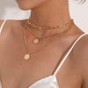 3 Pcs/set Gold Color Layered Choker Necklace Women Boho Chain Coin Necklace Female Pendant Jewelry Gift