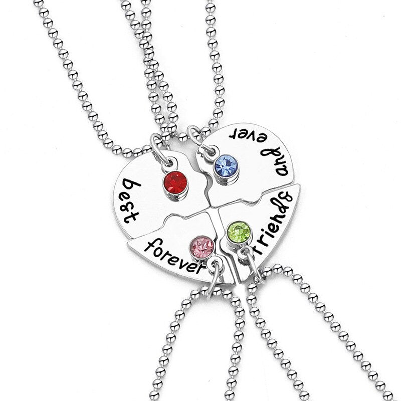 3 Pieces / Set paired Of Friends Forever Letter Pendant Commemorative Friendship 3 Color Rhinestone Chain Necklace