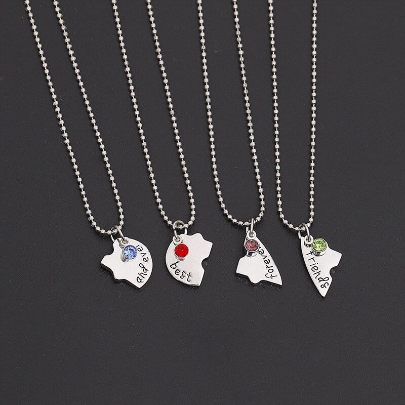 3 Pieces / Set paired Of Friends Forever Letter Pendant Commemorative Friendship 3 Color Rhinestone Chain Necklace
