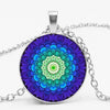 3-color Charm Kaleidoscope Buddhist Yoga Mandala Time Glass Gem Necklace Round Crystal Pendant Jewelry