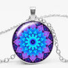 3-color Charm Kaleidoscope Buddhist Yoga Mandala Time Glass Gem Necklace Round Crystal Pendant Jewelry