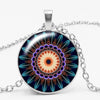 3-color Charm Kaleidoscope Buddhist Yoga Mandala Time Glass Gem Necklace Round Crystal Pendant Jewelry