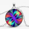 3-color Charm Kaleidoscope Buddhist Yoga Mandala Time Glass Gem Necklace Round Crystal Pendant Jewelry