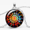 3-color Charm Kaleidoscope Buddhist Yoga Mandala Time Glass Gem Necklace Round Crystal Pendant Jewelry