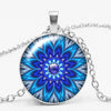 3-color Charm Kaleidoscope Buddhist Yoga Mandala Time Glass Gem Necklace Round Crystal Pendant Jewelry