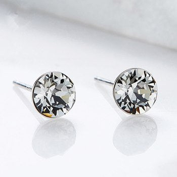 3 colors Fashion Silver Earrings Womens Round Bts Crystal Women Earrings 925 Silver Stud Earrings For Women