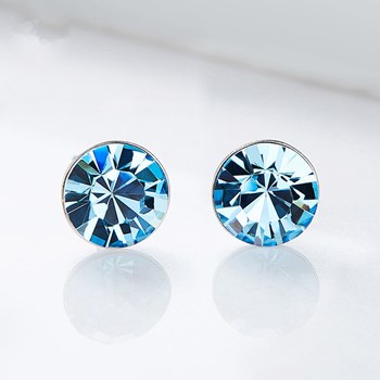 3 colors Fashion Silver Earrings Womens Round Bts Crystal Women Earrings 925 Silver Stud Earrings For Women