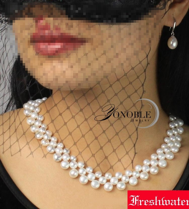 3 row natural choker multi layer pearl necklaces women,real pearl necklace wedding collar mom birthd gift