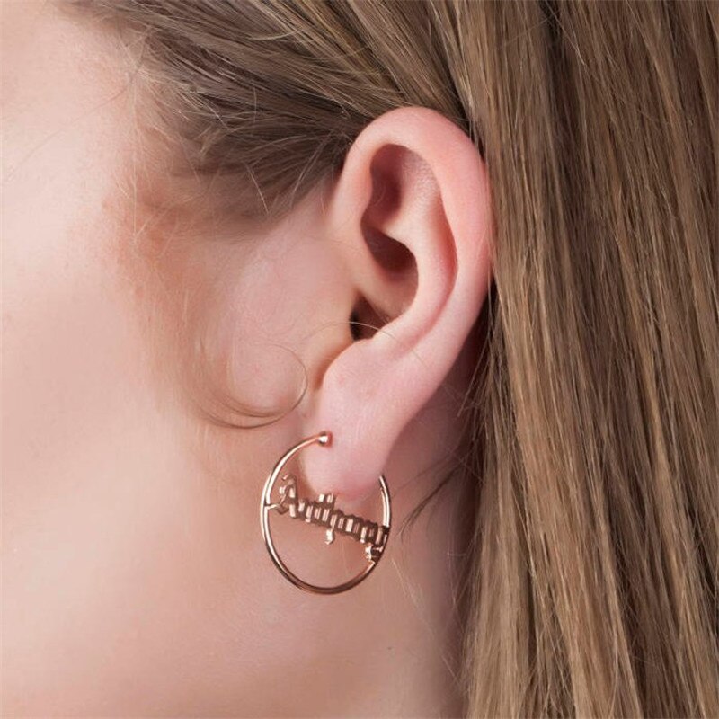 30-70MM Big Hoop Earrings For Women Custom Name Earrings Stainless Steel Personalized Jewerly Gold Color boucle oreille femme