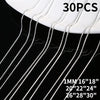 30PCS/lot silver 1MM Snake chains necklaces for women men  designer jewelry set party wedding gifts