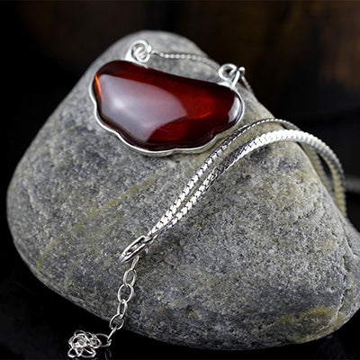 30mm*15mm Big Gemstone Red Garnet Pendants Necklaces Women 100% 925 Sterling Silver Necklace & Pendants Simple Fine Jewelry SN11