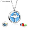 30mm Titanium Steel Pendant Bright Cross Perfume Necklace Aromatherapy Essential Oil Couple Pendant