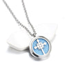 30mm Titanium Steel Pendant Bright Cross Perfume Necklace Aromatherapy Essential Oil Couple Pendant