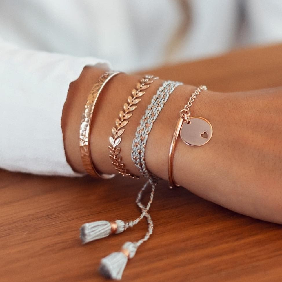31 Styles Boho Mixed Leaves Letter Map Geometric Crystal Infinity  Pentagram Shell Multi-layer Chain Bracelet Women