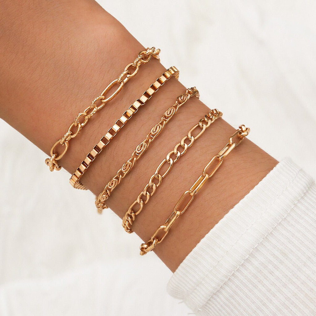 31 Styles Boho Mixed Leaves Letter Map Geometric Crystal Infinity  Pentagram Shell Multi-layer Chain Bracelet Women