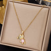 316 Stainless Steel Cute Bear Pendant Necklace for Women Chains Necklaces Zirconia  Choker Jewelry   Korea
