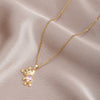 316 Stainless Steel Cute Bear Pendant Necklace for Women Chains Necklaces Zirconia  Choker Jewelry   Korea