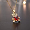 316 Stainless Steel Cute Bear Pendant Necklace for Women Chains Necklaces Zirconia  Choker Jewelry   Korea