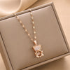 316 Stainless Steel Cute Bear Pendant Necklace for Women Chains Necklaces Zirconia  Choker Jewelry   Korea