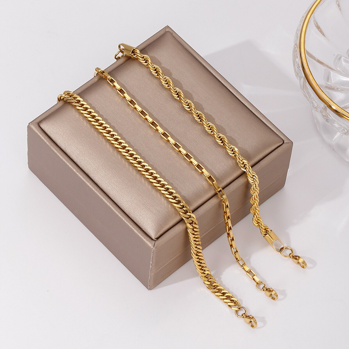 316 Stainless Steel Gold Color Bracelet Twist Cuban Chain Bracelet for Women Chain Bracelet Jewelry Gifts