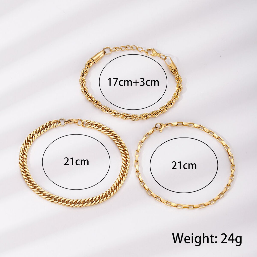 316 Stainless Steel Gold Color Bracelet Twist Cuban Chain Bracelet for Women Chain Bracelet Jewelry Gifts
