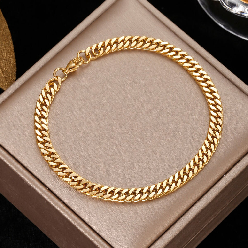 316 Stainless Steel Gold Color Bracelet Twist Cuban Chain Bracelet for Women Chain Bracelet Jewelry Gifts