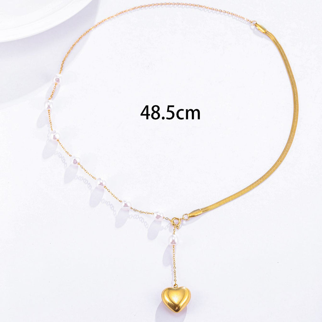 316 Stainless Steel Pearl Heart Pendant Necklace For Women Korean Wedding Party Gifts Gift for Girlfriend 2022 Trend