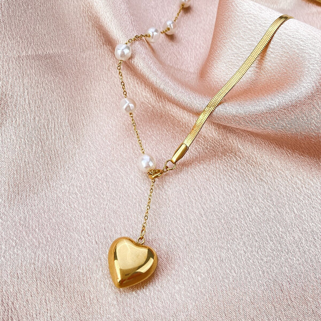 316 Stainless Steel Pearl Heart Pendant Necklace For Women Korean Wedding Party Gifts Gift for Girlfriend 2022 Trend