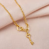 316 Stainless Steel Trendy Key Lock Pendant Heart Necklaces For Women Temperament Wild Clavicle Chain Jewelry Accessories