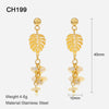 316 stainless steel Pears Gree Leaf Charm Drop Earrings For Women Girl Elegant Monstera Palm Casual Chic Modern Jewelry