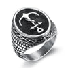 316L Stainless Steel Anchor Biker Ring Unique Design Personality Punk Finger Ring for Men Fashion Jewelry