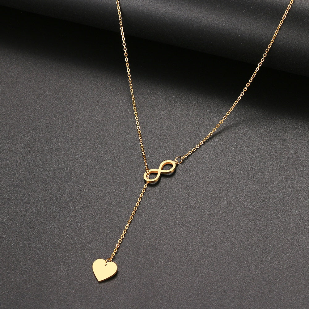 316L Stainless Steel "8" And Heart Shape Pendant Layered style Necklace For Women Jewelry Party Friend Gifts 2022 New