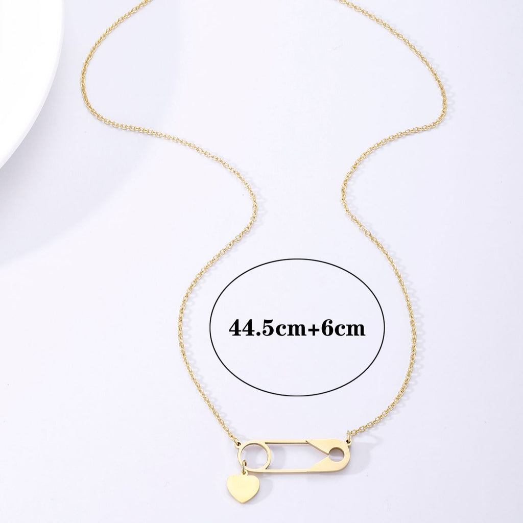 316L Stainless Steel Gold Jewelry Vintage Carving Love Tassel Paper Clip Charms Chain Choker Necklaces Pendant For Women