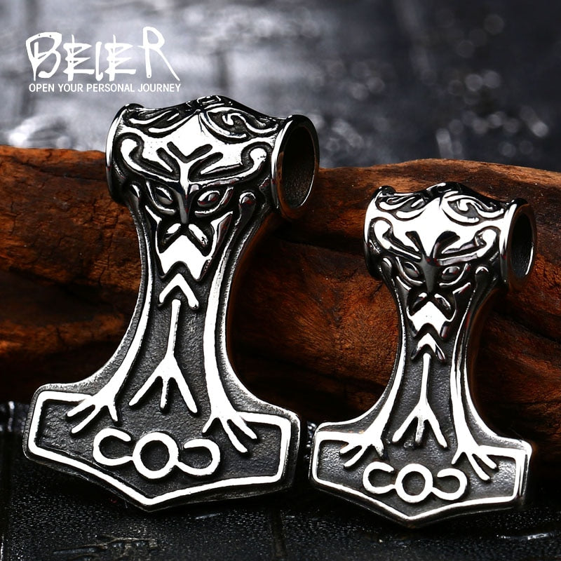316L Stainless Steel Northern Europe Vikking Pendant Necklace Nordic Myth thor hammer Big/small Jewelry for man  bp8-080