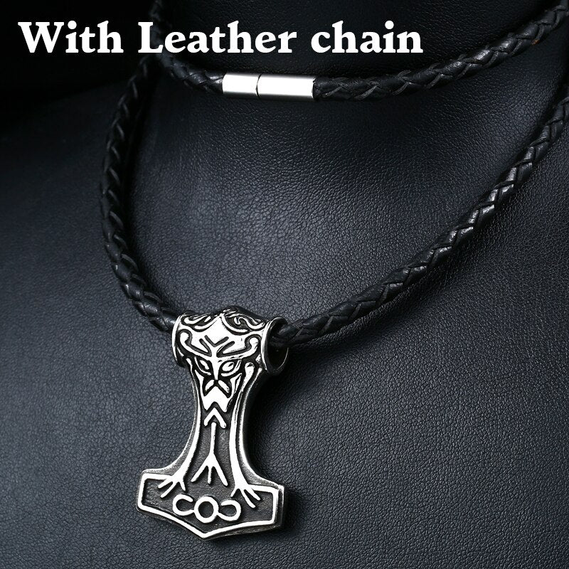 316L Stainless Steel Northern Europe Vikking Pendant Necklace Nordic Myth thor hammer Big/small Jewelry for man  bp8-080